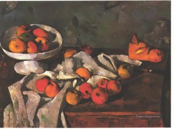 ポール・セザンヌ Painting - フルーツ皿とリンゴのある静物画 ポール・セザンヌ